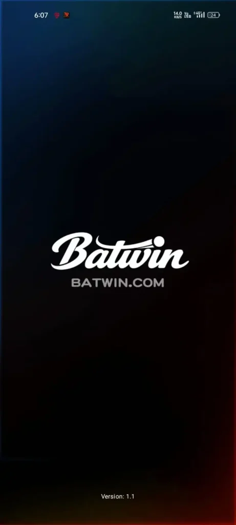 Batwin app dashboard showing wallet balance, games, and user account options